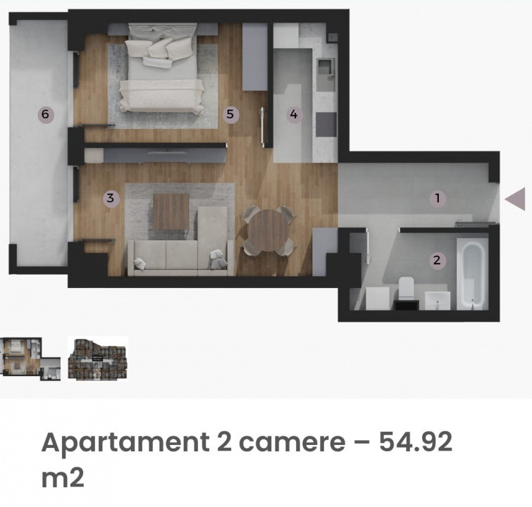 Apartament 2 camere 55mp Tatarasi - Kaufland TVA inclus