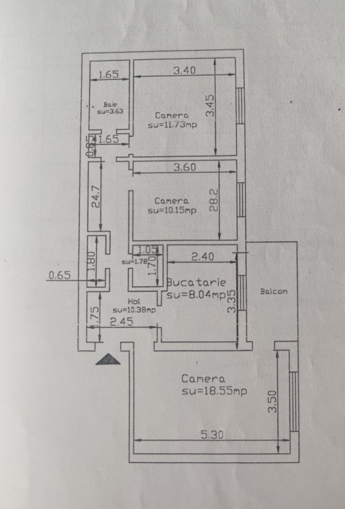 APARTAMENT 3 CAMERE, DECOMANDAT, ETAJ INTERMEDIAR CANTA, MOBILAT SI UTILAT, 1983