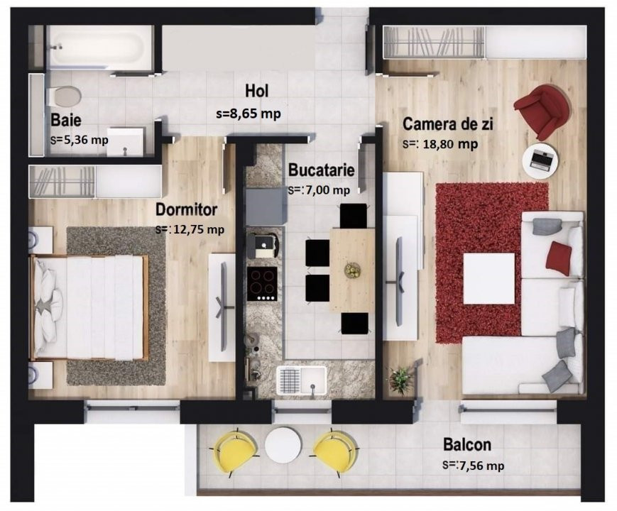 Apartament 2 camere, Decomandat, incalzire in pardoseala. FINALIZAT!