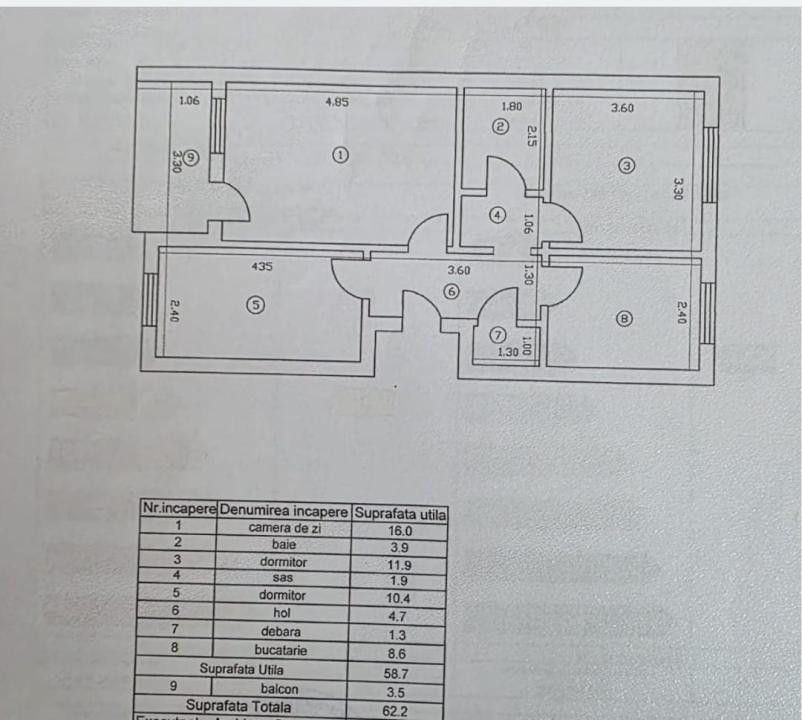 Apartament 3 camere decomandat – Tătărași Ciurchi, etaj intermediar