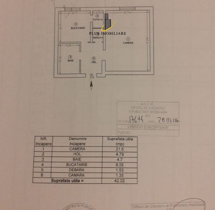 Apartament 1 camera decomandat 42 mp utili Pacurari-OMV