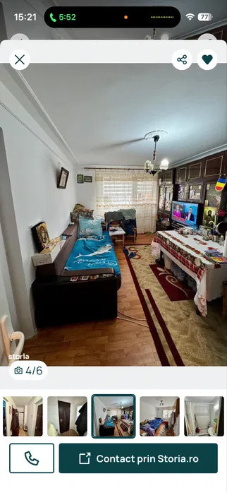 Apartament 2 camere, 41,3 mp, etaj 3/4, fără risc seismic , Podu Ros