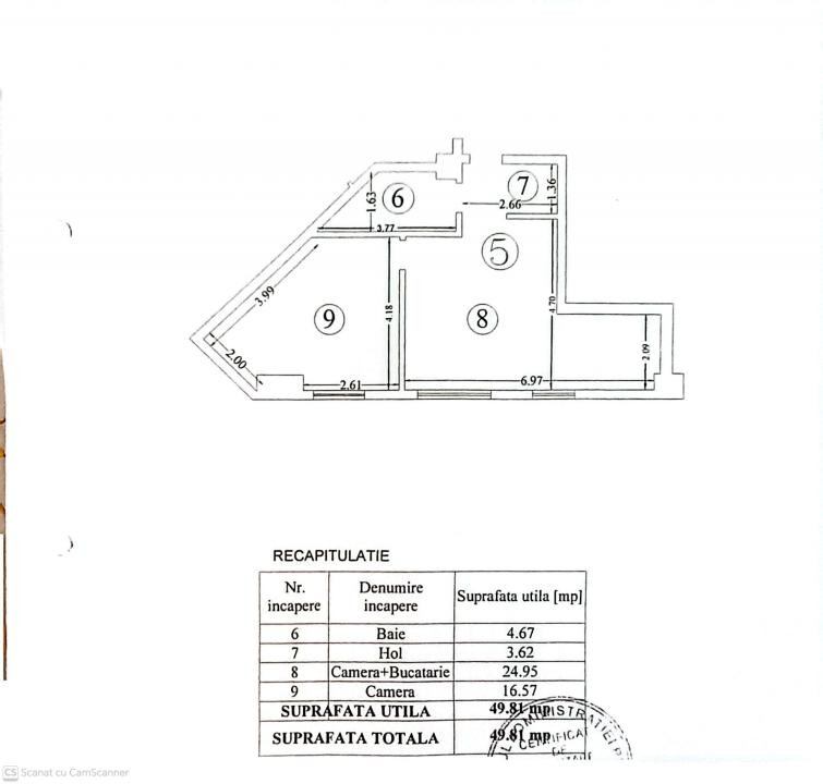 Apt 2 cam. 49.81 m.p. mobilat si utilat