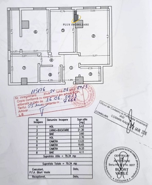 Apartament 3 camere decomandat 80mp etaj 2 Lazar Residence vedere Palat