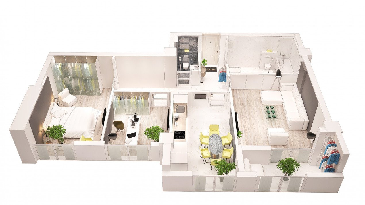 Apartament nou cu 2 camere decomandate, Frumoasa, 52 mp, Scoala 43