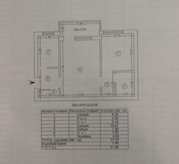 Apartament 2 camere semidecomandat Gara etaj 1